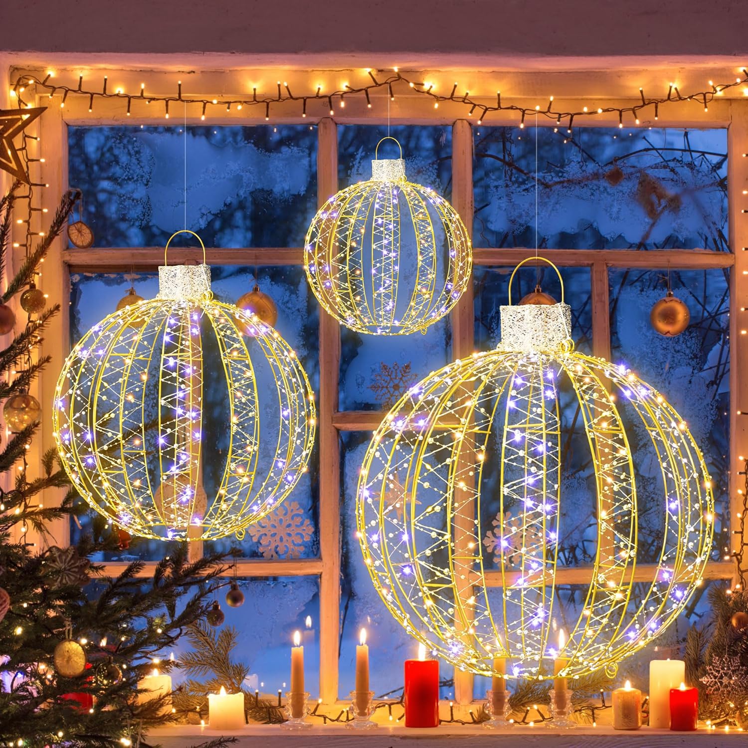 3 Pack Christmas Lighted Balls