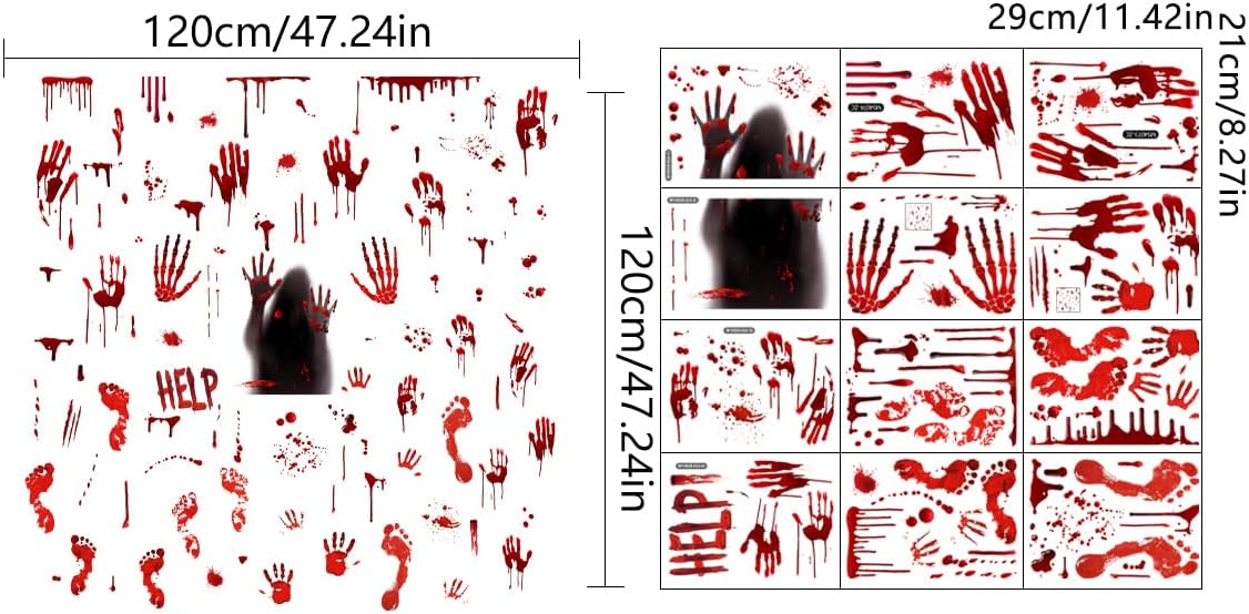 Bloody Handprint Footprint Window Stickers Wall Stickers