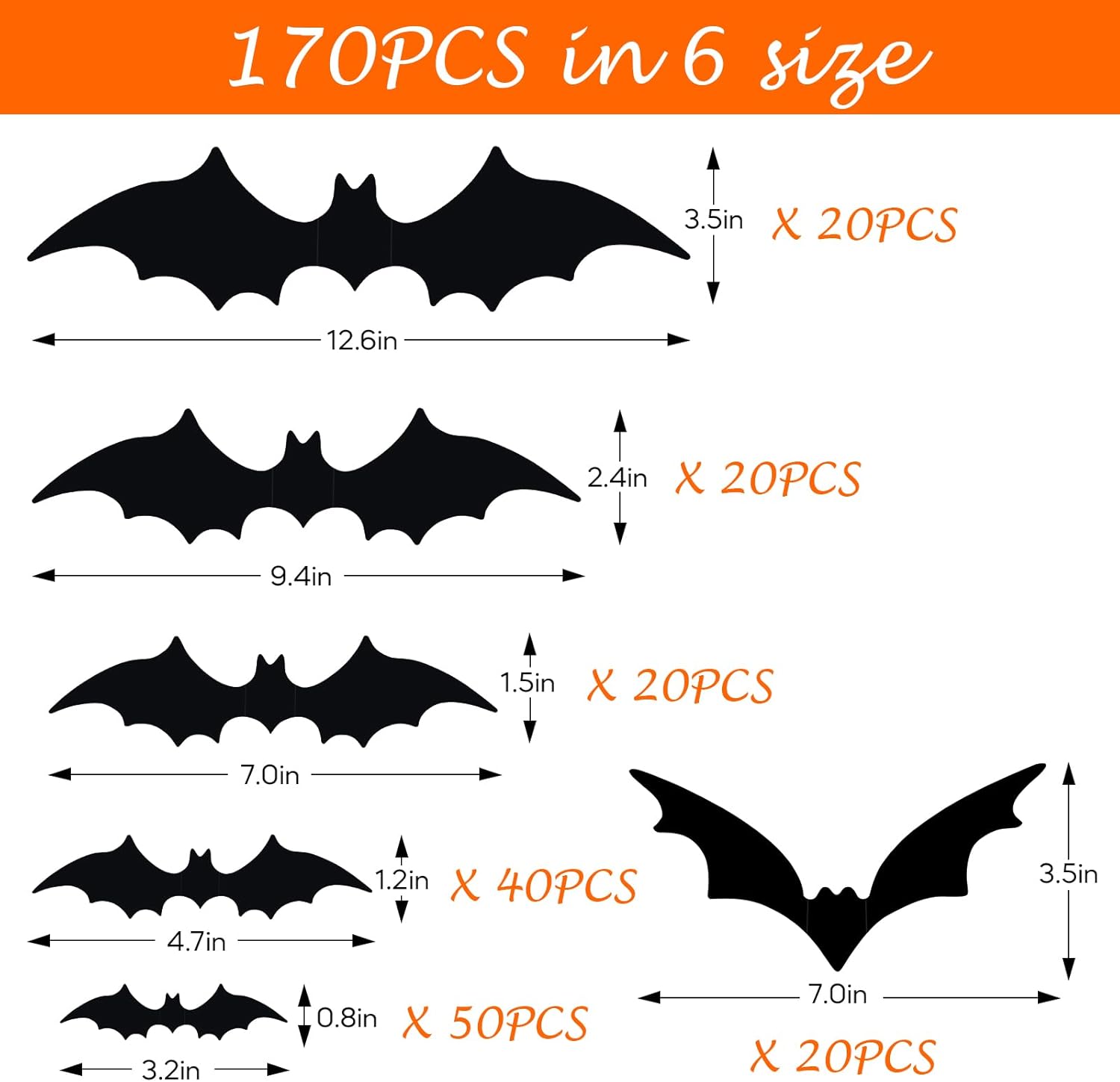 Hallween Decorations Bats Wall Stickers 140PCS