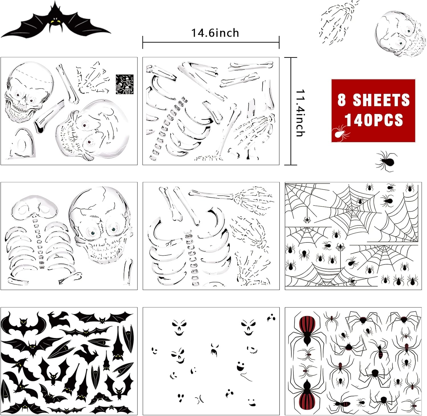 140PCS Halloween Window Clings Decor