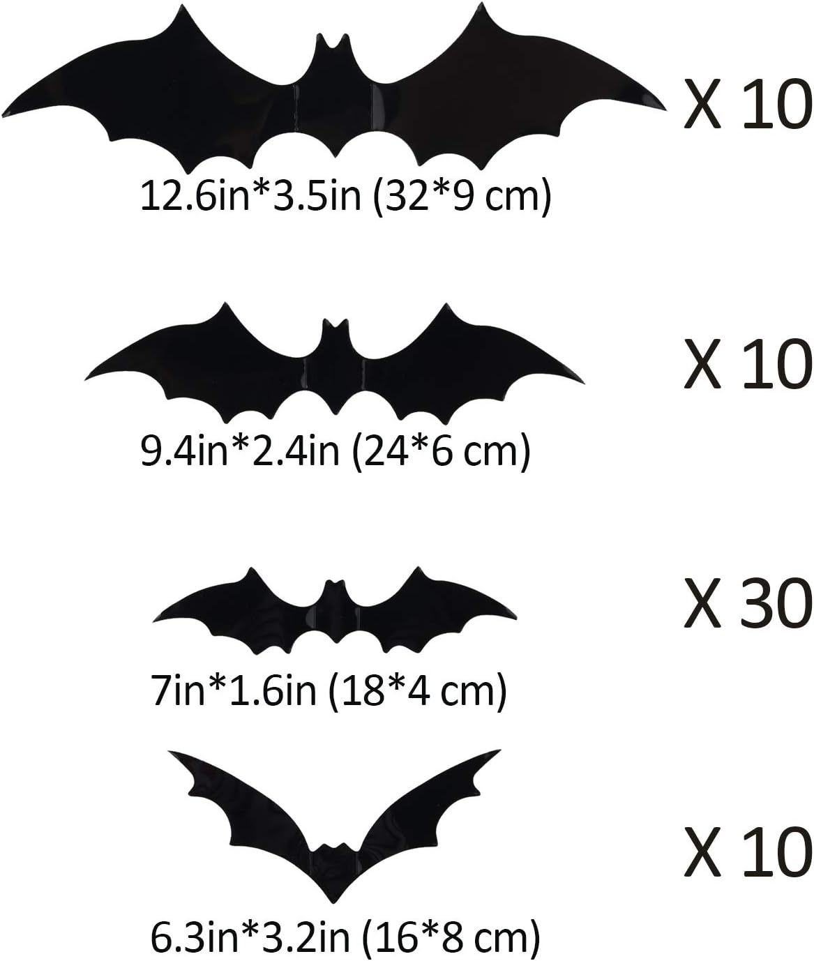 60PCS Halloween Bats Decoration