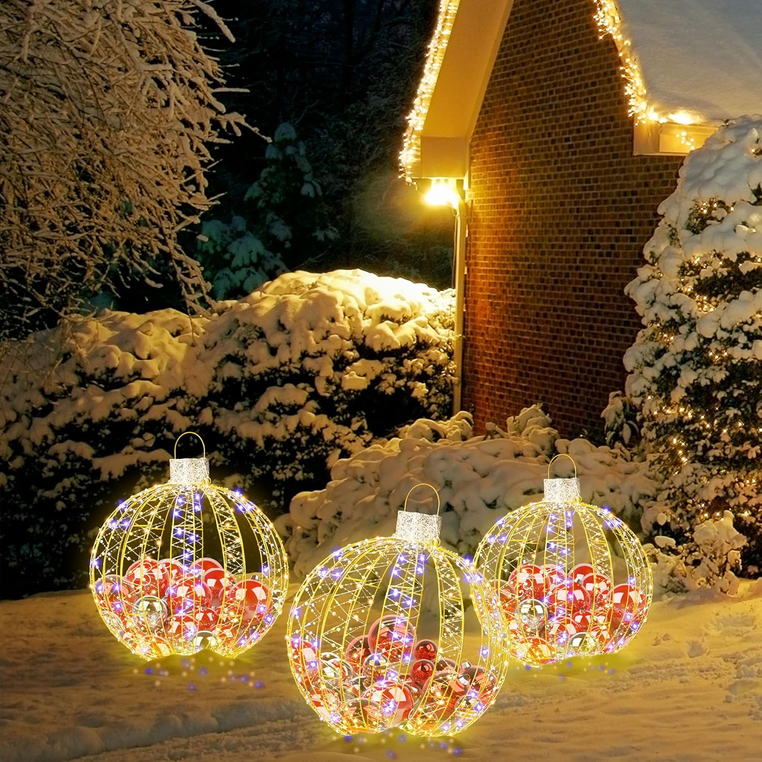 3 Pack Christmas Lighted Balls