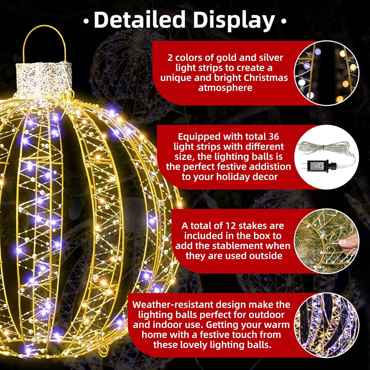 3 Pack Christmas Lighted Balls
