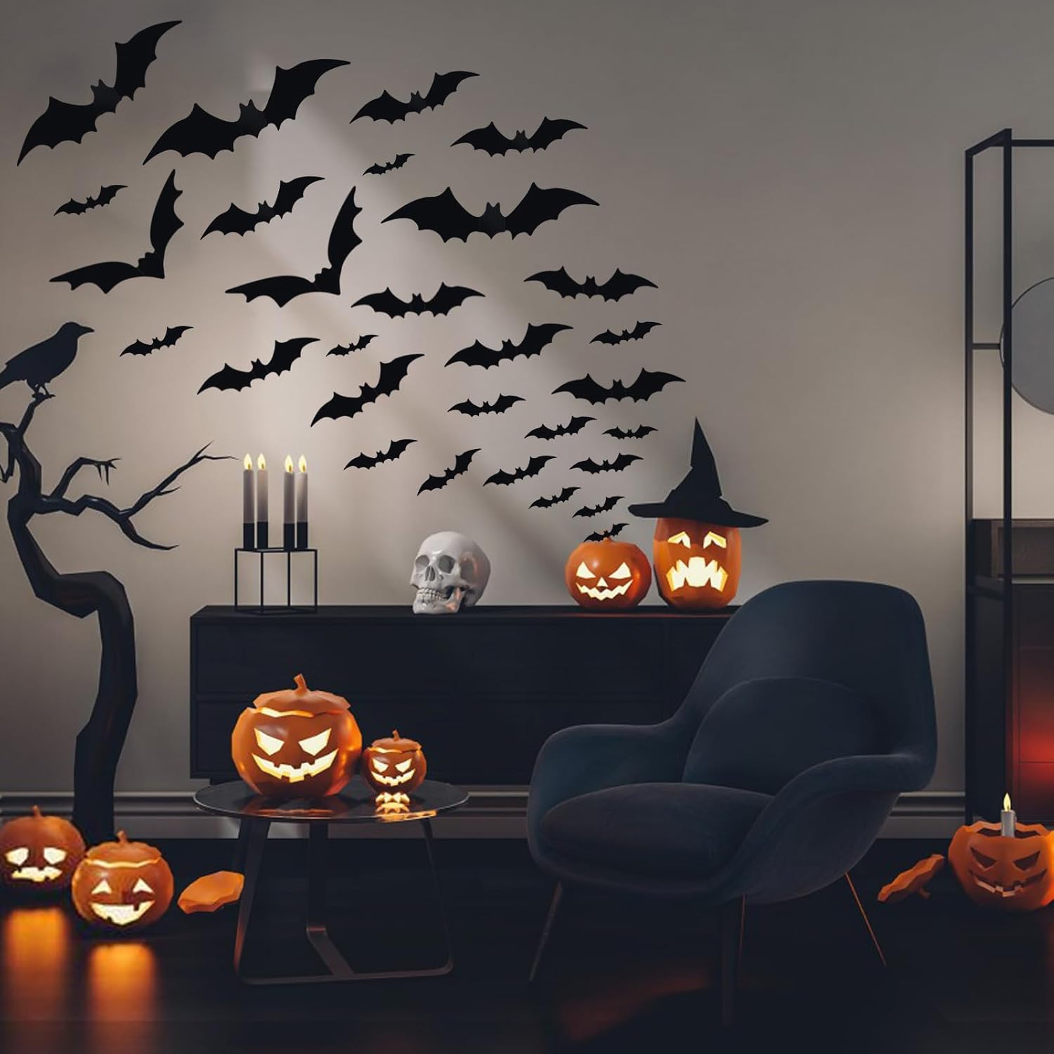 Hallween Decorations Bats Wall Stickers 140PCS