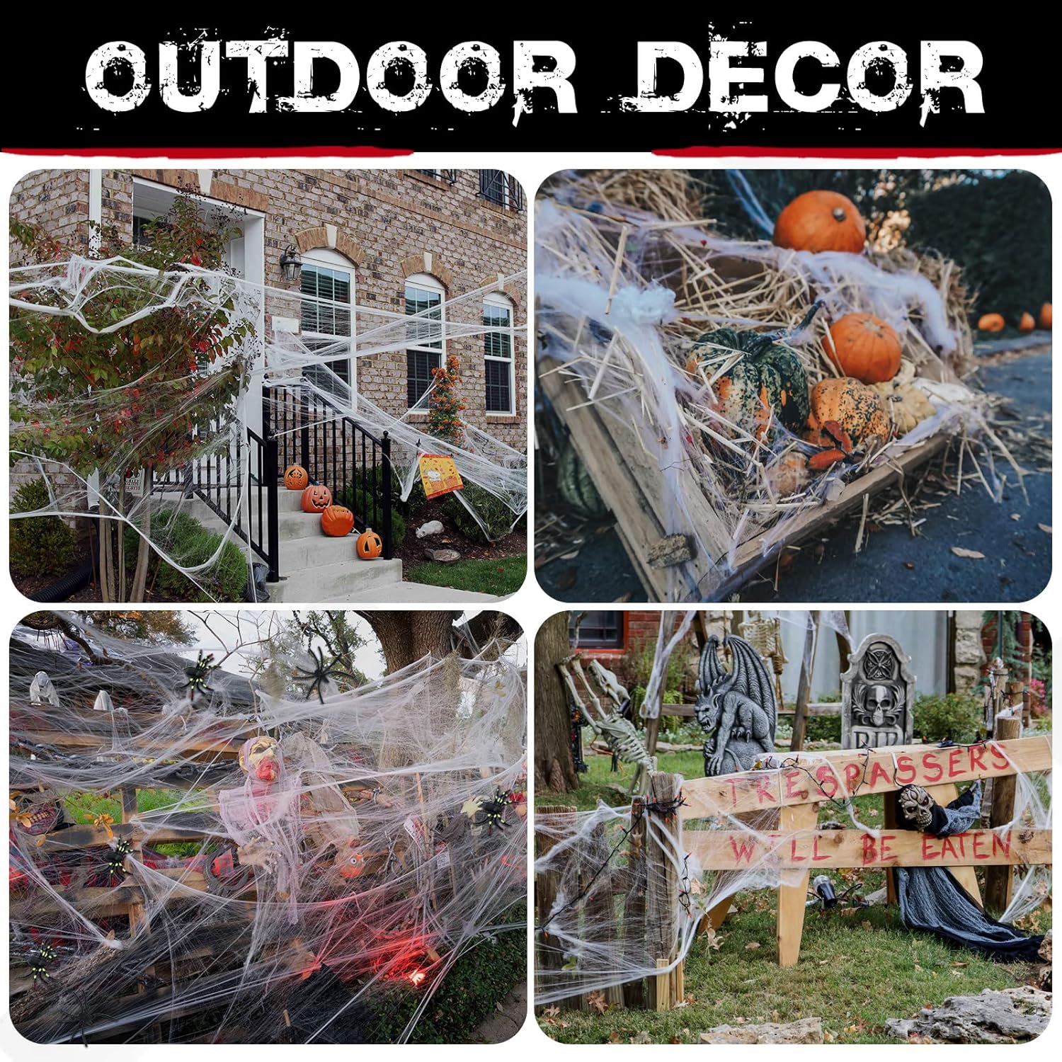 1400 sqft Halloween Spider Webs Decorations with 150 Extra Fake Spiders