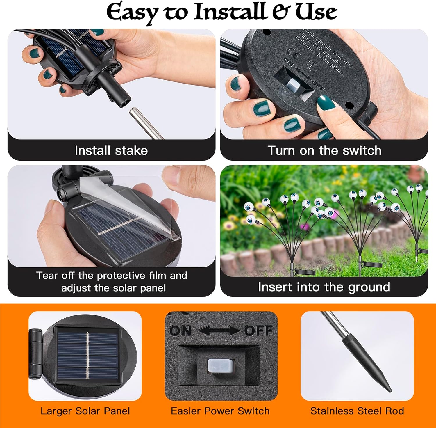 Flumy 4 Pack 32LED Solar Eyeball Lights