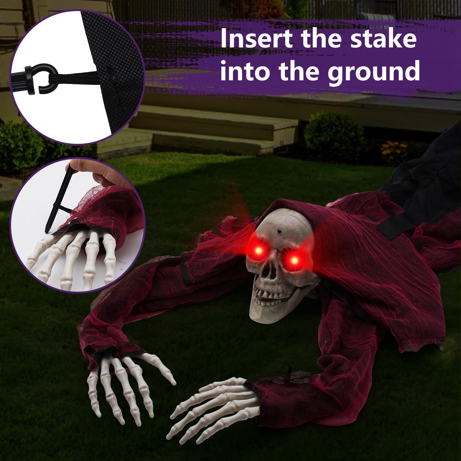 Halloween Outdoor Decor Animated Groundbreaker Zombie with Flashing Eyes