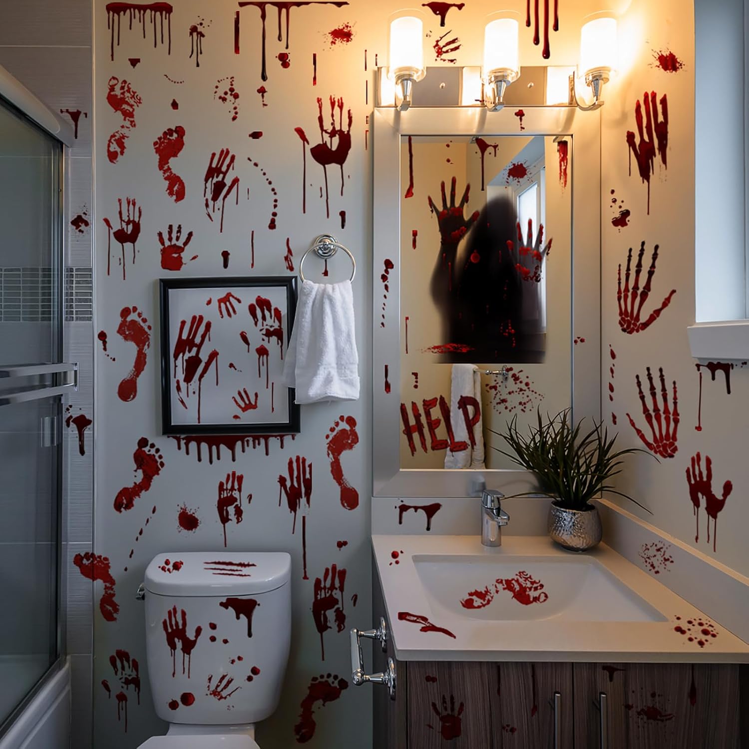 Bloody Handprint Footprint Window Stickers Wall Stickers