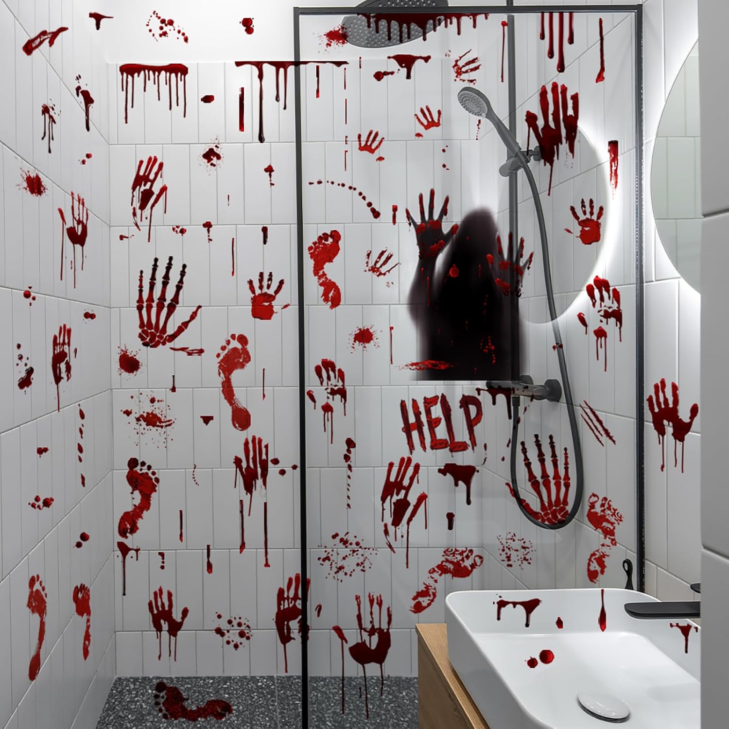 Bloody Handprint Footprint Window Stickers Wall Stickers