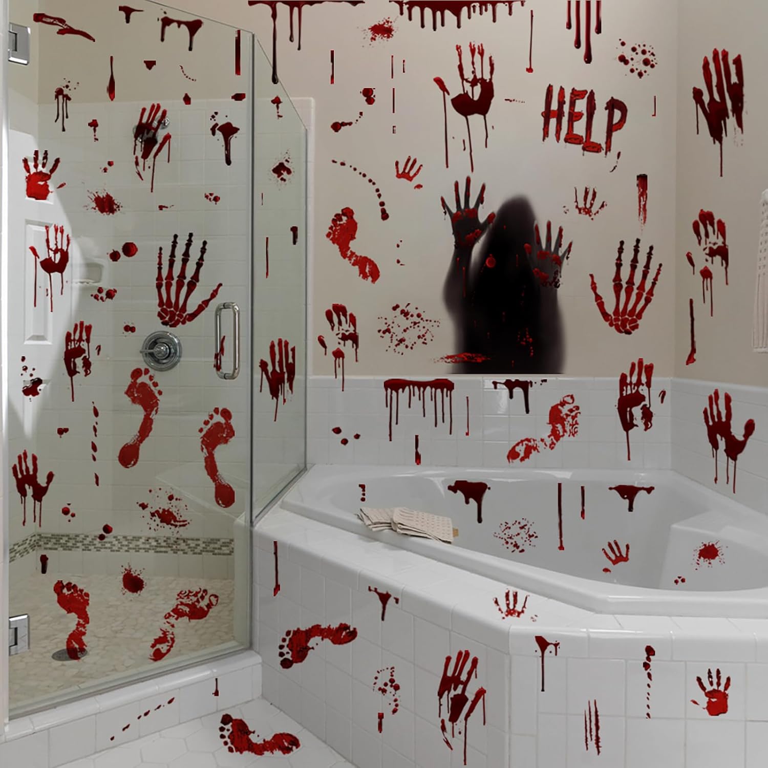 Bloody Handprint Footprint Window Stickers Wall Stickers
