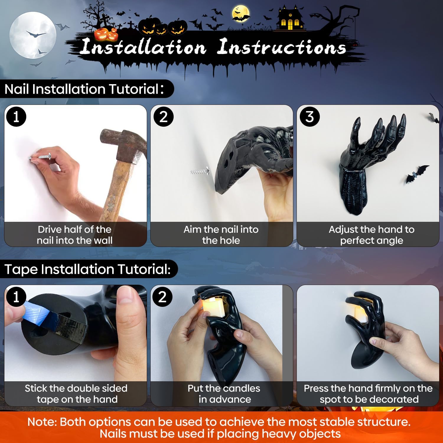 4 Packs Creepy Reaching Hands with LED Candles