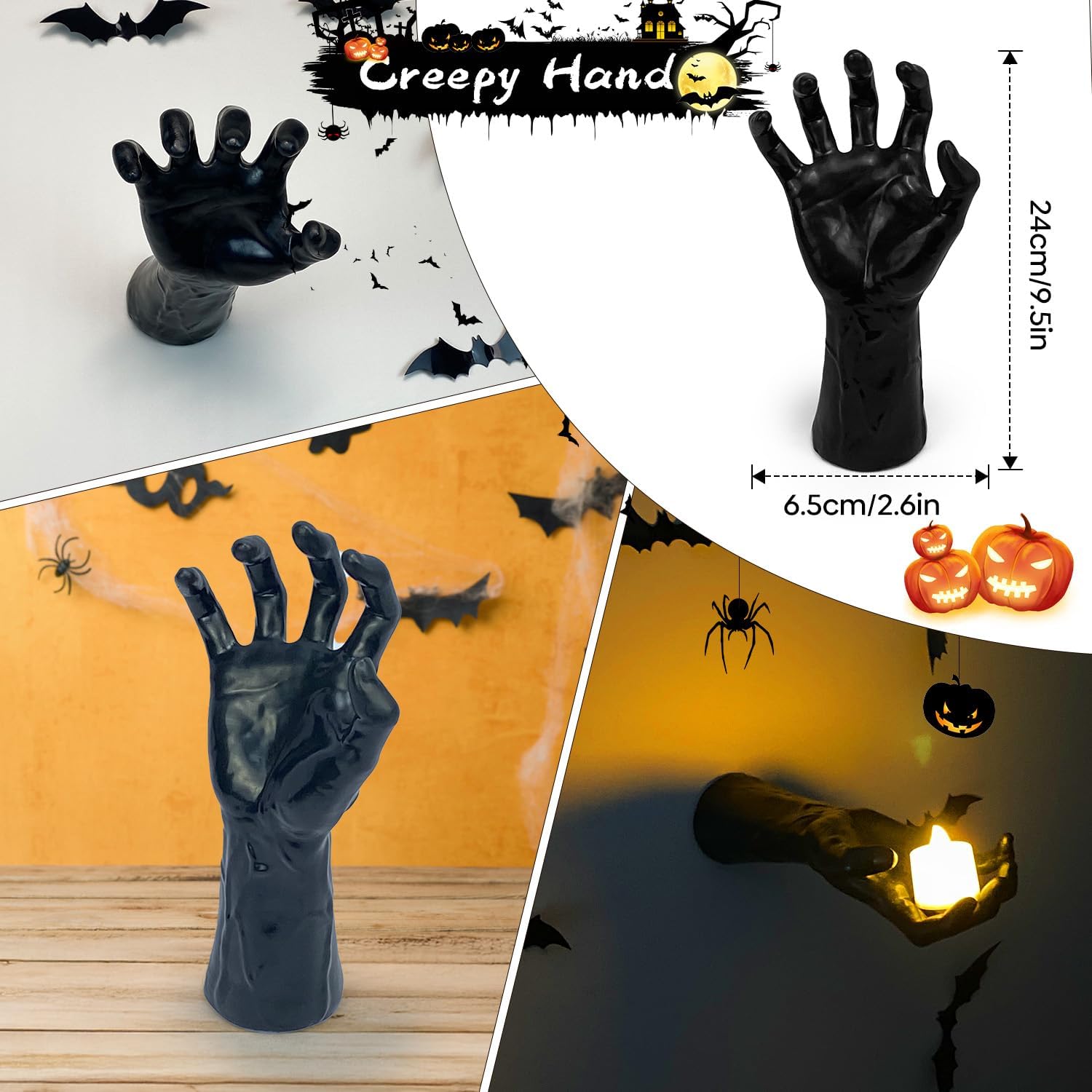 4 Packs Creepy Reaching Hands with LED Candles
